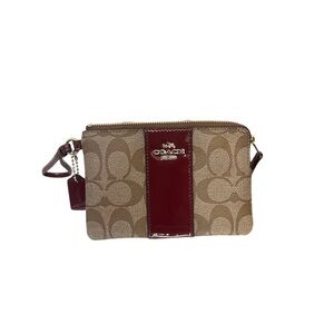 Coach Womens Coated Canvas Signature Small Wristlet wallet